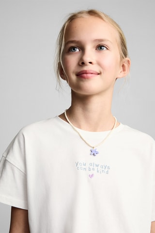 T-shirt crop message - Blanc