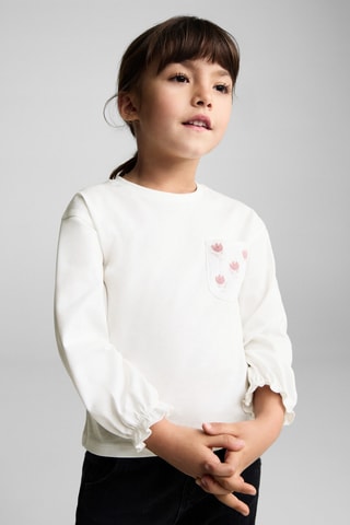 T-shirt à poche imprimée floral - Blanc