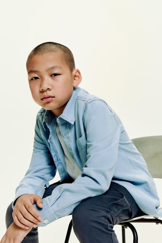 Chemise denim coton - Bleu clair