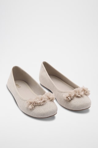 Ballerines décoration fleurs - Écru