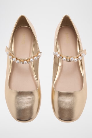 Ballerines métallisées à perles - Doré