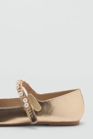 Ballerines métallisées à perles - Doré