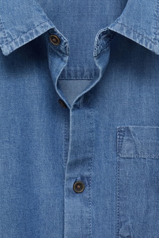 Chemise denim coton - Bleu marine
