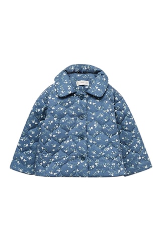 Anorak matelassé à fleurs - Bleu marine