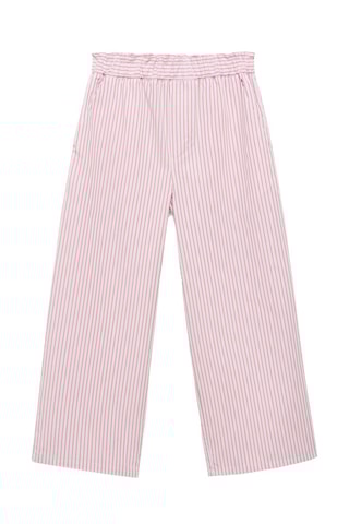 Pantalon coton à rayures - Rose