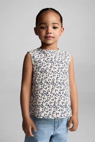 Blouse imprimée sans manches - Blanc