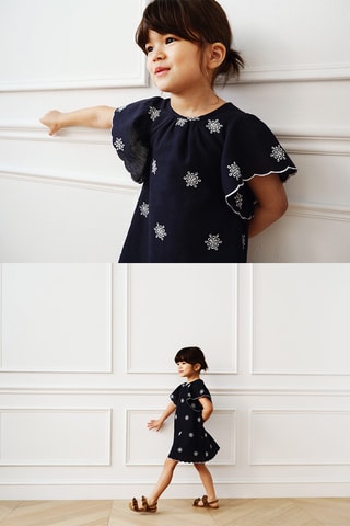 Robe détails brodés - Bleu marine