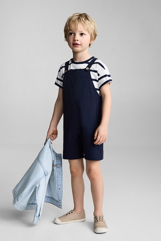 Salopette maille coton - Bleu marine