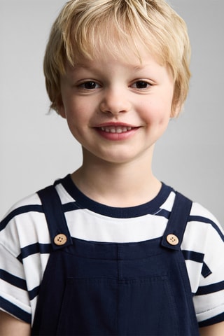 Salopette maille coton - Bleu marine