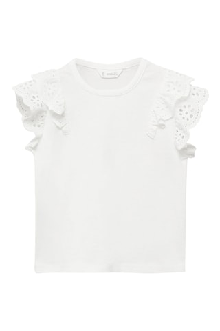 T-shirt en coton à volants - Blanc
