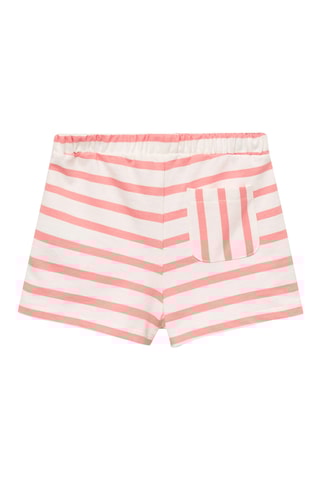 Short rayé avec poches à volants - Rouge corail