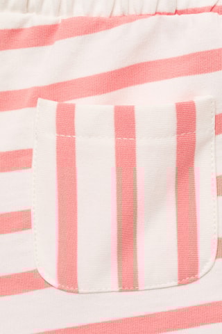 Short rayé avec poches à volants - Rouge corail