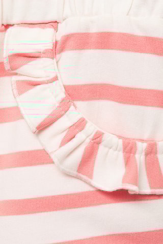 Short rayé avec poches à volants - Rouge corail