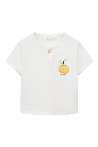 T-shirt coton motif en relief - Blanc