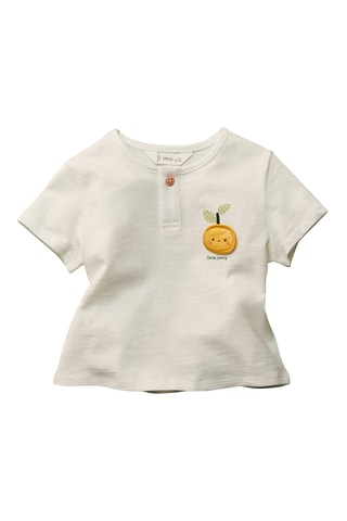 T-shirt coton motif en relief - Blanc