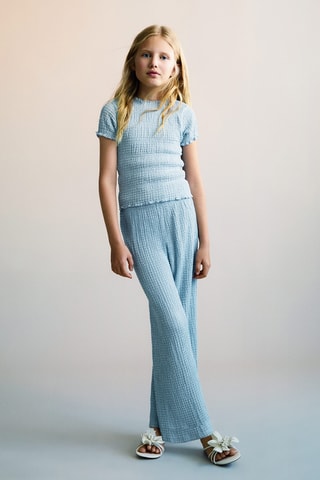 Jupe-culotte texturée - Bleu céleste