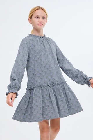 Robe florale à volant - Bleu céleste