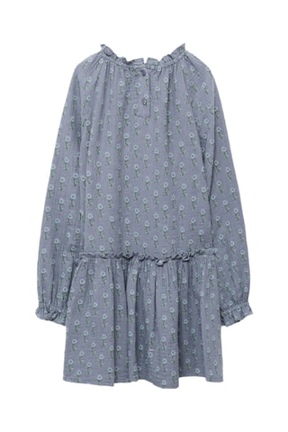 Robe florale à volant - Bleu céleste