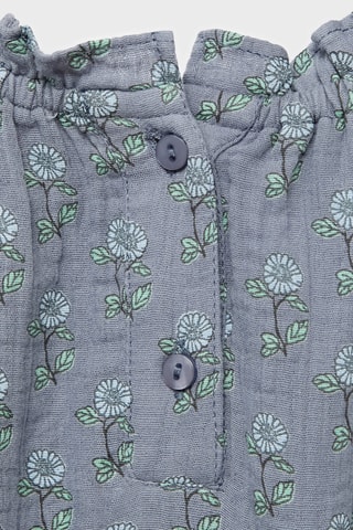 Robe florale à volant - Bleu céleste