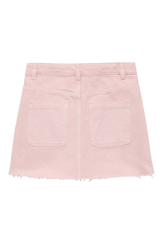 Jupe en jean bas effiloché - Rose