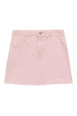 Jupe en jean bas effiloché - Rose