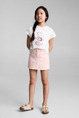 Jupe en jean bas effiloché - Rose