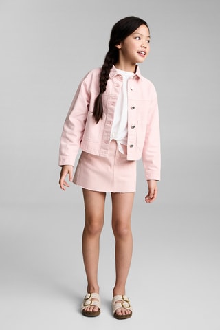 Jupe en jean bas effiloché - Rose