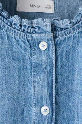 Blouse denim brodée - Bleu