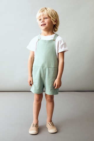 Salopette courte coton - Vert