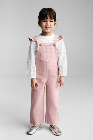 Salopette longue jean - Rose