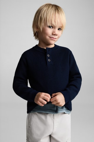 Pull-over maille coton - Bleu marine