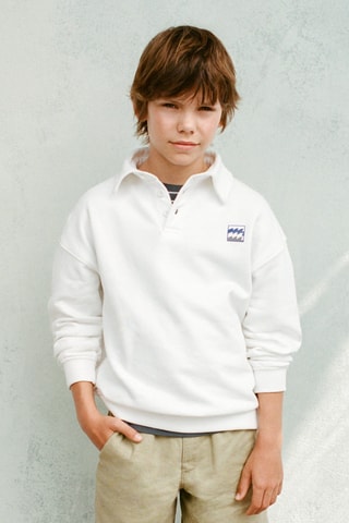 Sweat-shirt coton imprimé - Blanc