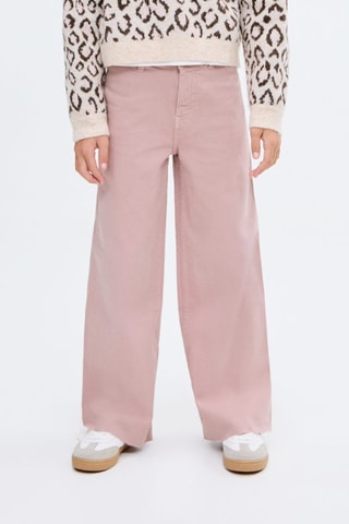 Jean wideleg revers effilochés - Rose