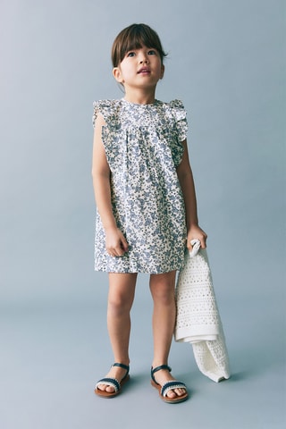 Robe imprimée à volants - Blanc