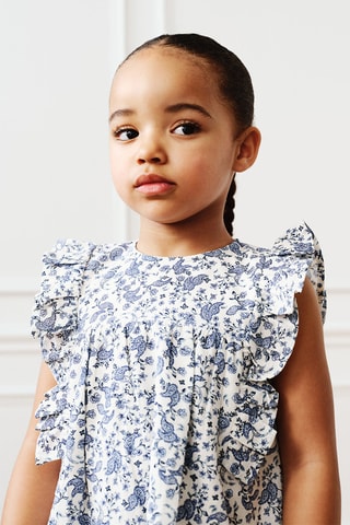 Robe imprimée à volants - Blanc