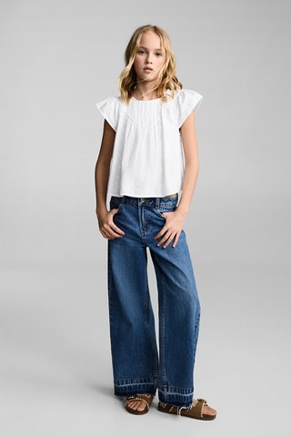 Blouse coton broderies - Blanc