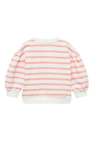 Sweat-shirt rayures détail brodé - Rouge corail