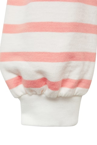 Sweat-shirt rayures détail brodé - Rouge corail