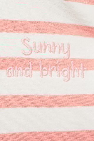 Sweat-shirt rayures détail brodé - Rouge corail