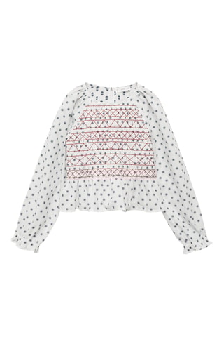 Blouse imprimée brodée - Écru