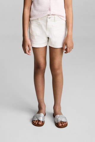 Short en jean droit - Blanc