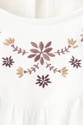 T-shirt brodé fleur - Blanc