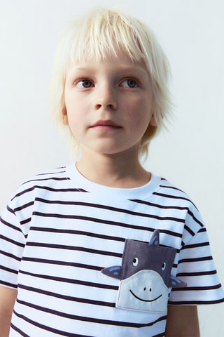 T-shirt poche plaquée - Bleu marine