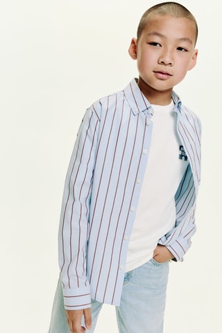 Chemise à rayures en coton - Bleu céleste