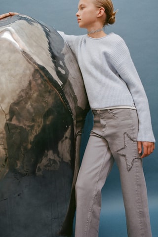 Jean brodé étoiles - Bleu