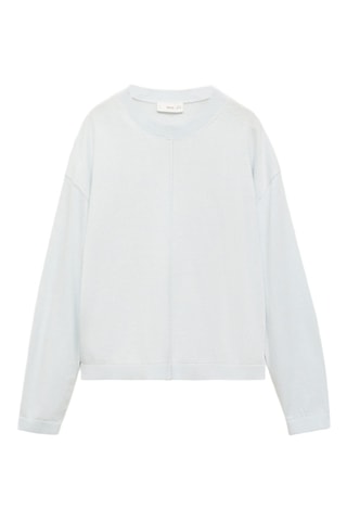 Pull-over en coton coutures décoratives - Bleu céleste