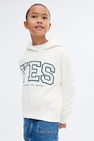 Sweat brodé imprimé floral - Blanc