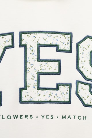 Sweat brodé imprimé floral - Blanc