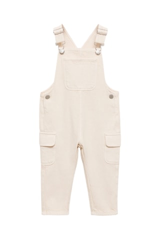 Salopette longue en jean poche - Écru