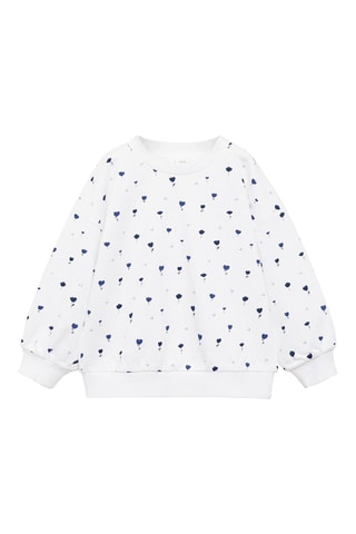 Sweat-shirt coton imprimé - Blanc